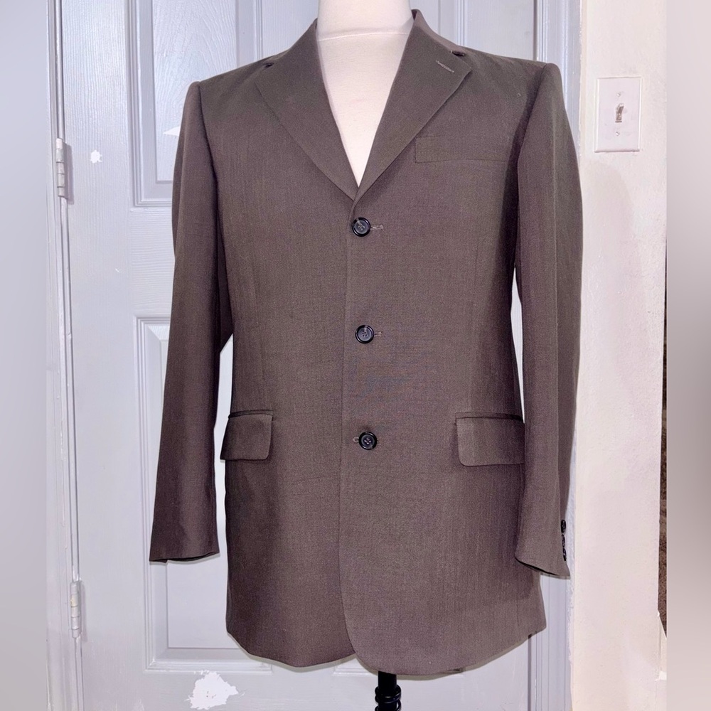 Emanuel Ungaro Mens Lined Three Button Jacket Brown Size 39 R Blazer Brown Suit